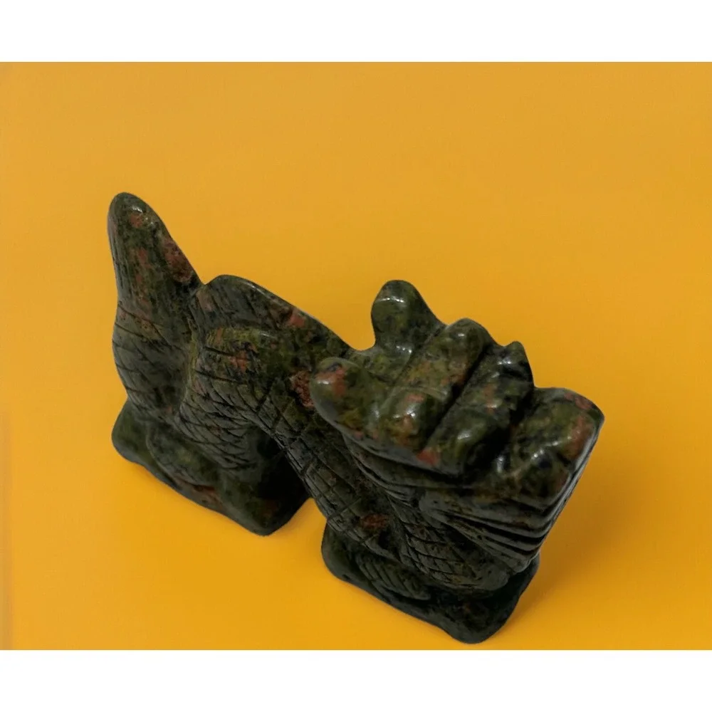 Unakite Feng Shui Stone Carved Animal Natural Rock Mineral Carving Green Pink‎ - Picture 5 of 9